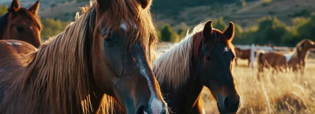 horses-standing-together-grasscovered-field-perfect-equine-enthusiasts-banner