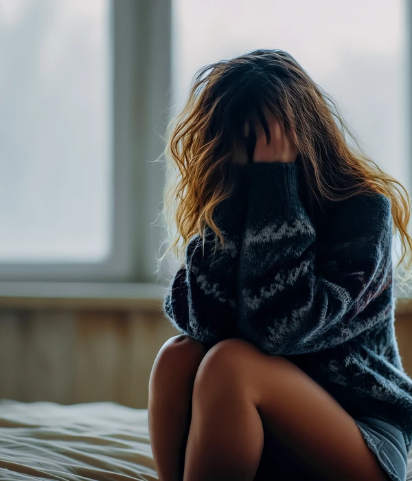 twilight-woman-sitting-bed-head-hands